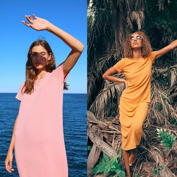 New Free People Simone Jenner Tee Dress Mustard S - Picture 2 of 12